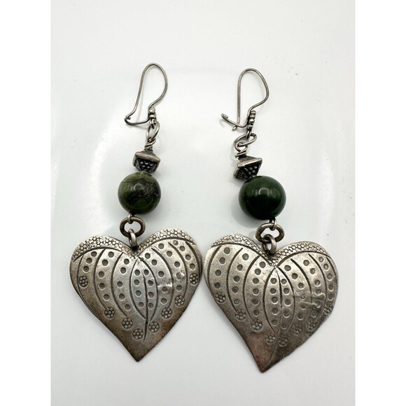 Shiana 2007 925 Sterling Silver Leaf Heart Dangle Earrings - Picture 1 of 5